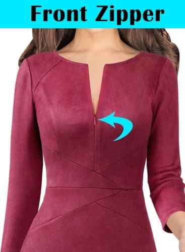 VFSHOW Womens Work Business Office Zipper Up Slim Bodycon Sheath Dress