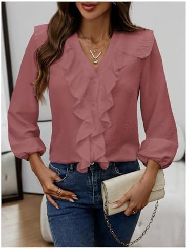 GORGLITTER Women's Ruffled Top Blouses Dressy Business Casual Outfits