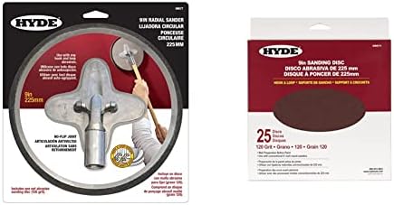 Hyde 09977 Radial Sander and Hyde Round Abrasive Sanding Disc, 9" 120 Grit, 25 Pack