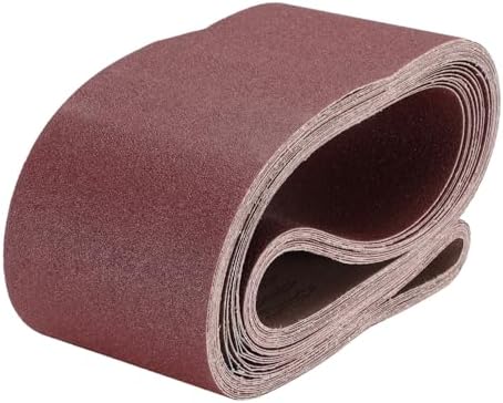 uxcell 10pcs 6" x 89" Sanding Belts 80 Grits Aluminum Oxide Abrasive Belt Sander Paper Sanding Papers for Metal Wood Grinding Polishing, Reddish Brown