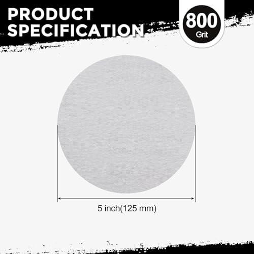 50Pcs Sanding Discs 5In 800Grit Hook and Loop Sandpapers White