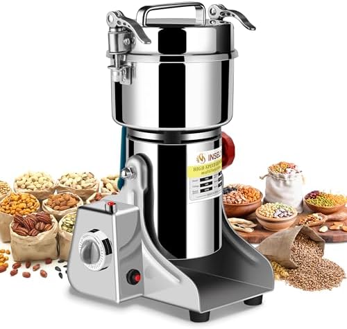 Grain Mill 750g, flour mill grinder for home, Electric Stainless Steel Grain Grinder for Wheat, Spices, coffee,Corn and Other Dry Food Grinders for Kitchen