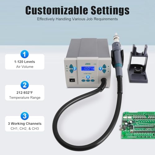 Hot Air Rework Station, 861DW Hand Held Heat Gun 1000W SMD Reworking Station, Digital Heat Gun Soldering Rework Station with Air Nozzles Heat Device