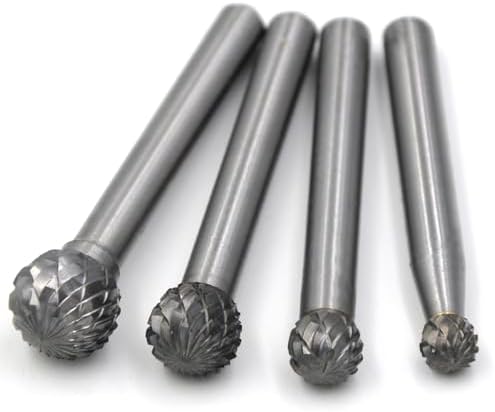 10Pcs/set 3/8 Dia. Ball Solid Carbide Burrs Heavy Duty Grinding Cutting Heads Chamfering Abrasion Industrial Deburring Rotary Tools for Curved Surfaces Round Slots Round-Bottom Holes.