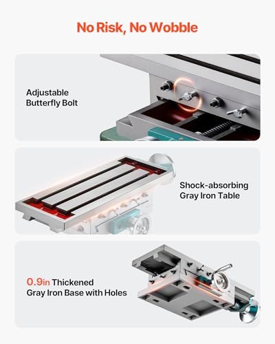 VEVOR Milling Working Table 17.7 X 6.7 Inch, Compound Milling Machine Work Table 2 Axis 4 Ways Move, Multifunction Milling Working Table Heavy-duty Structure,for Milling and Drilling Machine