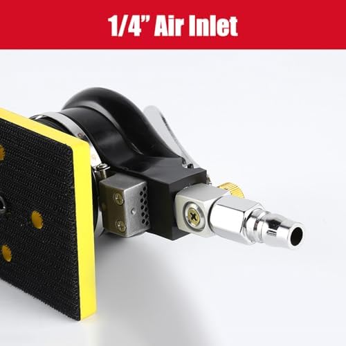 Garosa Mini Air Orbit Sander, Pneumatic Random Finishing Polishing Tool for Woodworking Auto Body ABS Alloy Steel Black 100 x 110 mm 10000 RPM 1 4 Air Inlet