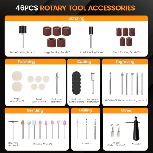 1200W Flex Shaft Rotary Tool with 46Pcs Accessories