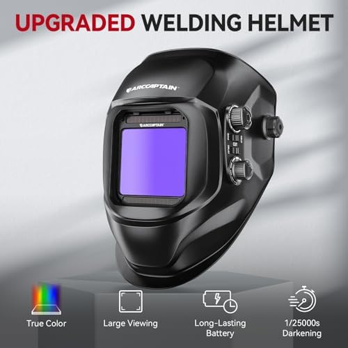 ARCCAPTAIN Auto Darkening Welding Helmet, 3.94"X3.66" Large Viewing Screen