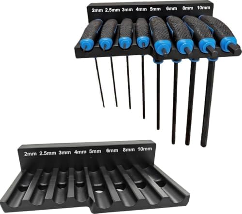 Magnetic T-Handle Hex Key Organizer Rack - Wrench Organizer for Garage, Tool Cart, or Workshop – Compatible with Toolboxes and Storage Systems - sae/metric/torx (Metric)