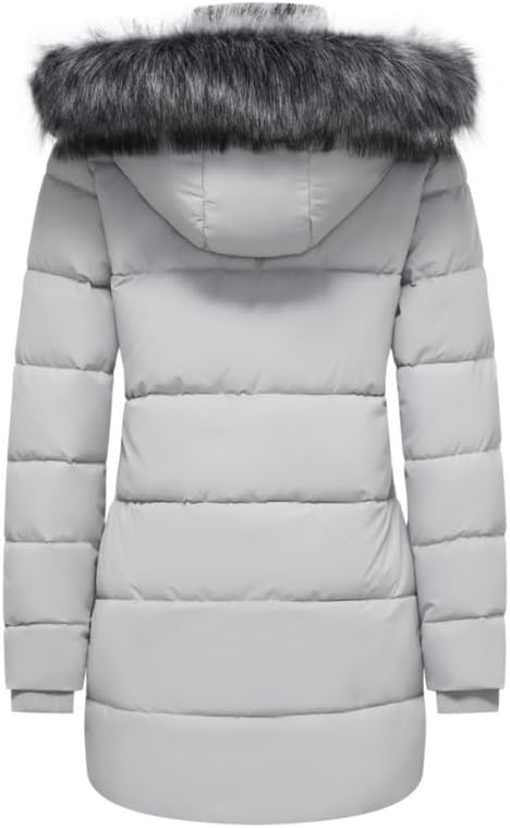 GGleaf Women's Winter Puffer Coat with Removable Fur Hood Warm Snow Jacket