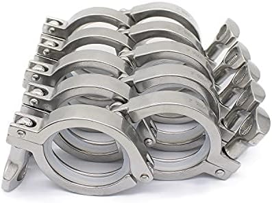 QiiMii 13MHHM Stainless Steel 304 Single Pin Heavy Duty Tri Clamp with Wing Nut for Ferrule TC 2"(10 Pack) (2 Inch)