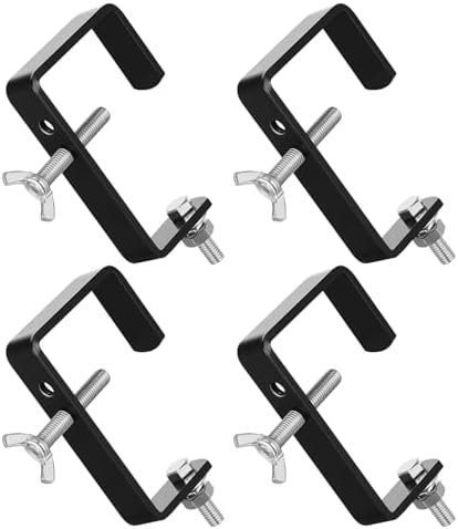 Zonon 4 Pack Square Tube Truss Clamp Hook, Heavy Duty Stage Light Clamp for Square Truss 40-60mm OD, Galvanized Iron DJ Light Holder for Moving Head Par Spotlight, 88 Lbs / 40kg Load (Black)