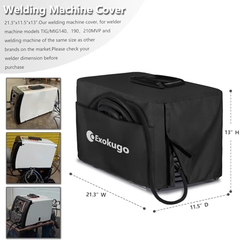 Premium Waterproof Welder Cover with Plush Liner- Heavy Duty 600D Welding Machine Cover, Protective Fit for TIG/MIG 100-210 Models (21.3"L x 11.5"W x 13"H)