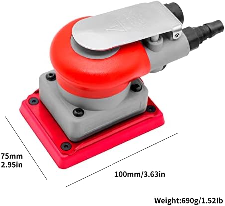 DATOUBOSS Random Orbit Sander Square Pneumatic Palm Air Sander for Car Waxing, Auto Body Work, Wood working Car Polisher