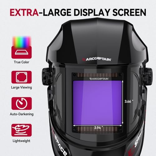ARCCAPTAIN Welding Helmet, 3.94"×3.66" Auto Darkening Welding Hood