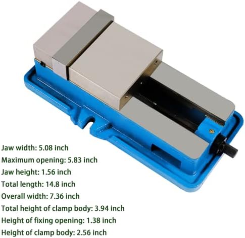 5 Inch Accuracy Mill Vise without Base Heavy Duty Milling Machine Vise Fit for CNC, Milling Machines and Machining Centers
