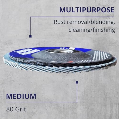 50 Pack Flap Discs, 80 Grit, Zirconium Oxide 4.5" x 7/8" Sanding Wheels for Angle Grinder