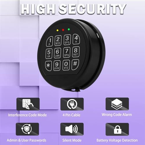Gun Safe Lock Replacement Black Keypad with Solenoid Lock