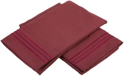 Jessica Sanders Premier 1800 Series 4pc Bed Sheet Set - Queen, Burgundy Red, - Jessica Sanders Embroidery