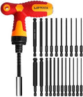 Metric & SAE Ball End Hex Bit Set with Ratcheting T Handle Bit Driver | LATTOOK 22PCS Ball End Hex Head Allen Wrench Drill Bit Set, Allen Key Drill Bit Set, Magnetic S2 Steel, 4'' Long