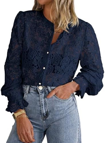 PRETTYGARDEN Women's Fall Trendy Long Sleeve Lace Tops