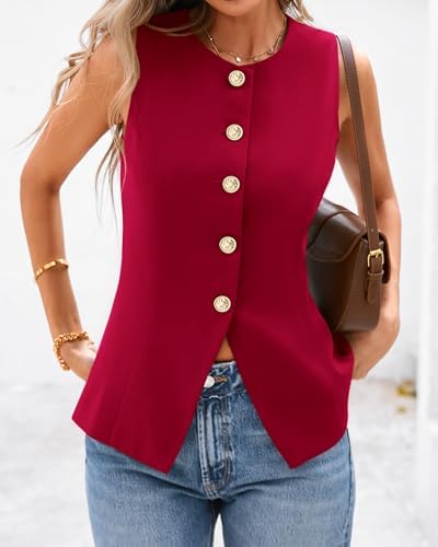 BTFBM Suit Vest Tops For Women Sleeveless Blazer Work Wear