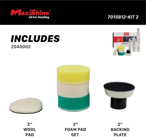 Maxshine Universal Stainless Steel Extension Shaft Set & 2" Polishing Kit – 2”, 3” & 5” Polisher Extenders for 5/8” Backing Plates – 8-Piece Rotary Polisher Accessory for Car Polishing & Detailing