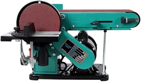 4x36 Inch Belt Sander 6 Inch Disc Sander, 120V Benchtop Sander and Polisher Grinder with Beveling Table, for Woodworking & Metalworking, Green