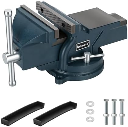6" Heavy Duty Bench Vise with 360° Swivel Locking Base Desktop Clamp - Durable Ductile Iron Design