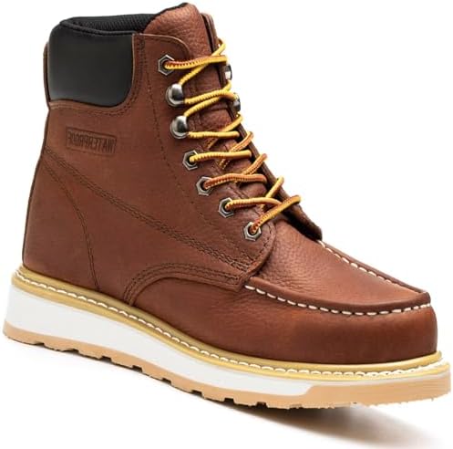 Work Boots for Men 6" Steel Toe Wedge Sole Waterproof Safety Boots