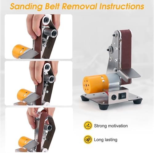 Mini Belt Sander for Knife Making, 3 IN 1 Electric Power Bench Belt Sanders
