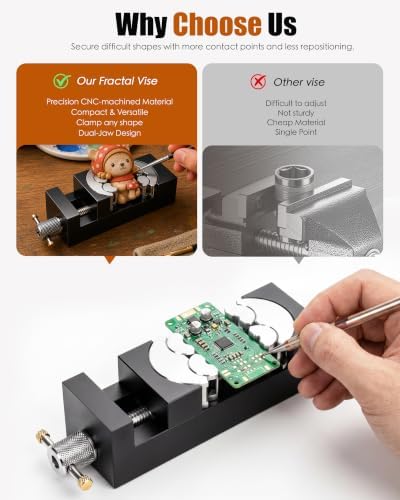 Smart Mini Fractal Vise, Heavy Duty Drill Press Vise Bench Vise Clamps, Portable Table Fractal Jaws, Fixed Tool for Woodworking, Handcraft Creations, Metal, Cutting Conduit, Drilling, Irregular Object