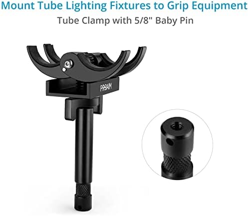 PROAIM Tube Clamp with 5/8" Baby Pin for Tubular Lighting Fixtures. Clamps 38mm Tube Light.