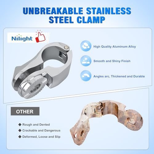 Nilight 1.25" Motorcycle Highway Pegs For Harley Davidson Touring Road King Street Glide Sportster Adjustable Long Angled Foot Pegs Universal For 1-1/4" Engine Guard Crash Bars Highway Footpegs Chrome