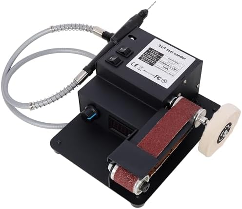 Belt Sander, 2-in-1 Sander 350W Dual Motor Rotary Tool Sand Belt, Mini Electric Belt Sander Desktop Polisher, Multifunctional Power Tool (Black)