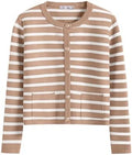 ANRABESS Women's Button Down Cropped Striped Cardigan Sweaters