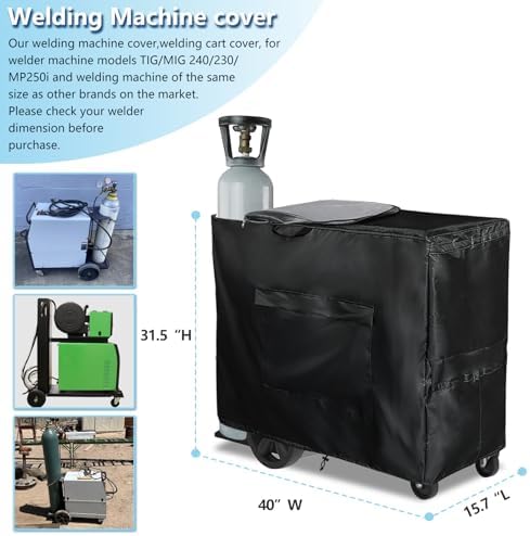 Welding Machine Cover with Zipper,Heavy Duty 600D Waterproof Welding Cart Cover,Welder Covers for Welder Models TIG/MIG 240/230/MP250i/252/255.(40''L*16''W*32''H)
