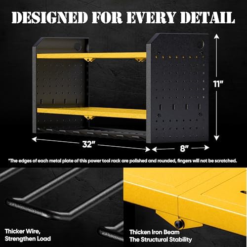 Nacial Power Tool Organizer 8 Drill Holder Wall Mount, 3 Layer Organizer