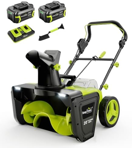 SnapFresh 40V Electric Snow Blower Cordless - 2 x 5.0Ah Battery 20 Inch Brushless Snow Blower with Fast Charger, Built-in Dual LED Headlights, Electric Snowblower for Driveways & Sidewalks