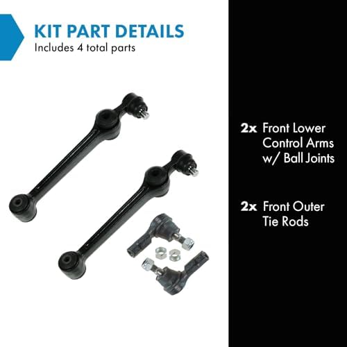 TRQ Front Steering & Suspension Kit Control Arm with Ball Joint Tie Rod Compatible with 1994-1997 Ford Aspire