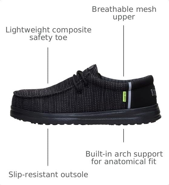 HEYDUDE Men's Wally Work CT | Water-Repellent, Slip Resistant Work Shoe