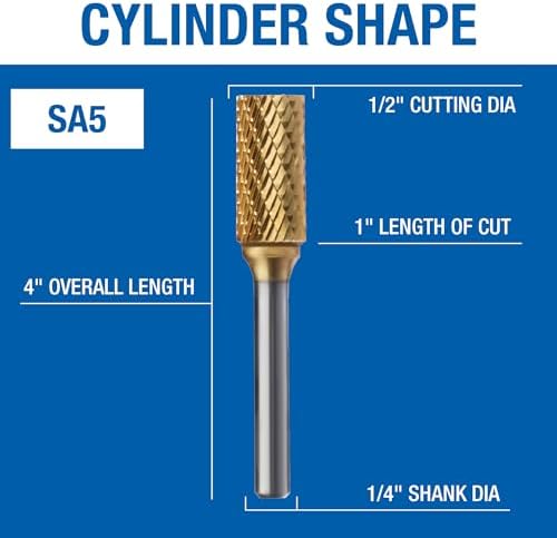 Champion Cutting Tool SA5 Double Cut TiN Coated Carbide Bur