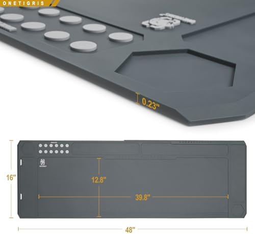 OneTigris Gun Clean Mat Magnectic for Table, Extra Large 48"x16" Anti-Slip Rubberized Repair Mat for Gun Parts, Protects Work Surface from Solvents and Oils