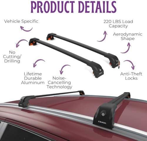 ERKUL Heavy Duty Roof Rack Cross Bars for Kia Sportage 2023-2025 | Upgraded Aero Aluminum Crossbars with Smart Clamp System | Compatible with Flush Rails - Black