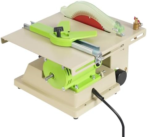 1380W Mini Table Saw Jewelry Rock Polishing Machine 7000RPM Adjustable Speed, Buffer Bench Lathe Polisher with Dust Collection, for Jade, Jewelry, DIY Crafting & Metal Cutting