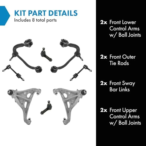 TRQ Front Steering & Suspension Kit Control Arm with Ball Joint Sway Bar