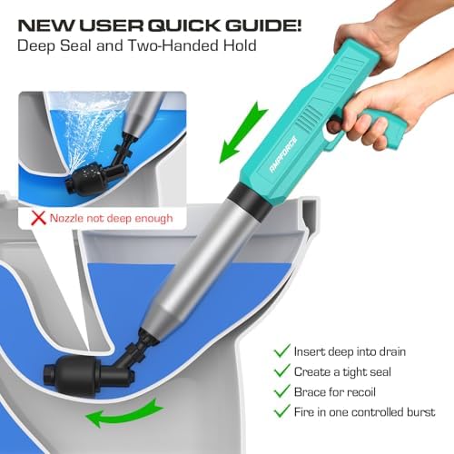 Electric Toilet Plunger, Heavy-Duty Clog Remover, Mint Green