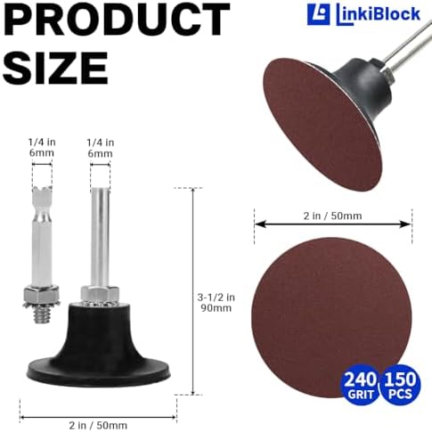 150Pcs 2 inch R-Type Quick Change Aluminum Oxide Surface Conditioning Sanding Discs Set 240 Grit with Adapter & Backing Pad