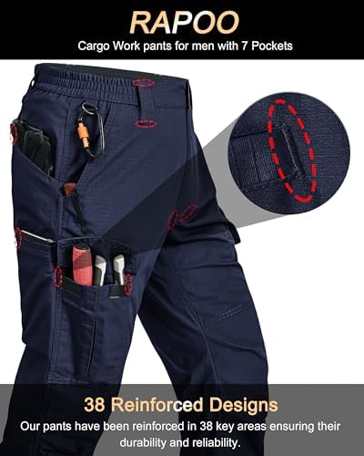 Mens Cargo Pants Ripstop Breathable Tactical Hiking Pants with 7 Pockets