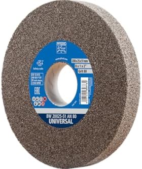 PFERD Vitrified Bench Grinding Wheel – Universal, 8" Diameter, 1" Thick, 1-1/4" Arbor, 80 Grit, Aluminum Oxide, for General Metalworking - Part 61767